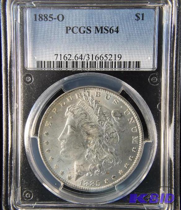 1885 O MORGAN DOLLAR PCGS MS 64