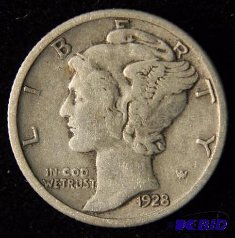 1928 MERCURY SILVER DIME VF