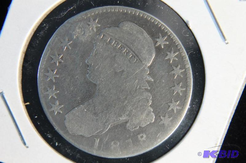 1818 8 OVER 7 CAPPED BUST SILVER HALF DOLLAR