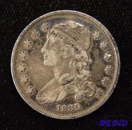 1835 CAPPED BUST SILVER QUARTER XF