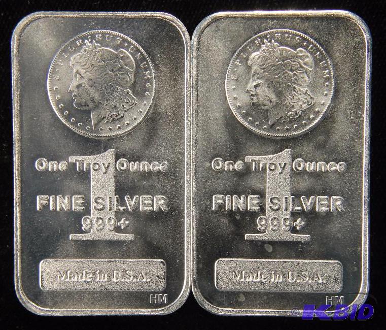 2 - 1 oz. .999 FINE SILVER BARS MADE IN U.S.A.