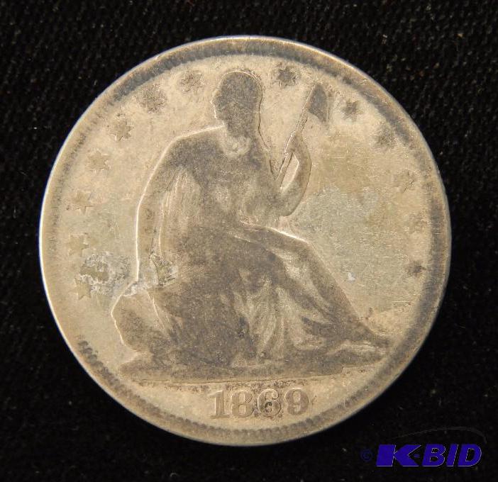 1869 SEATED LIBERTY HALF DOLLAR LOW MINTAGE COIN