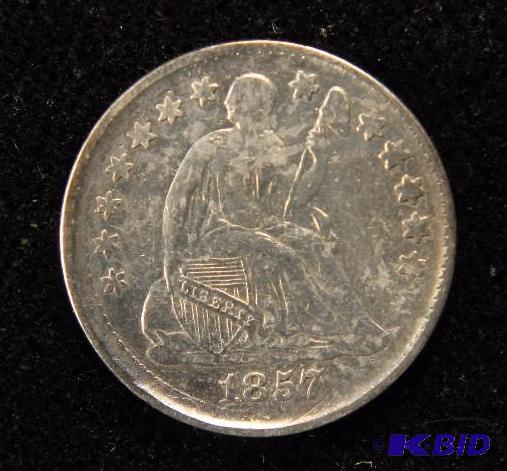 1857 SEATED LIBERTY SILVER HALF DIME XF