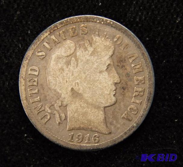 1916 S BARBER SILVER DIME