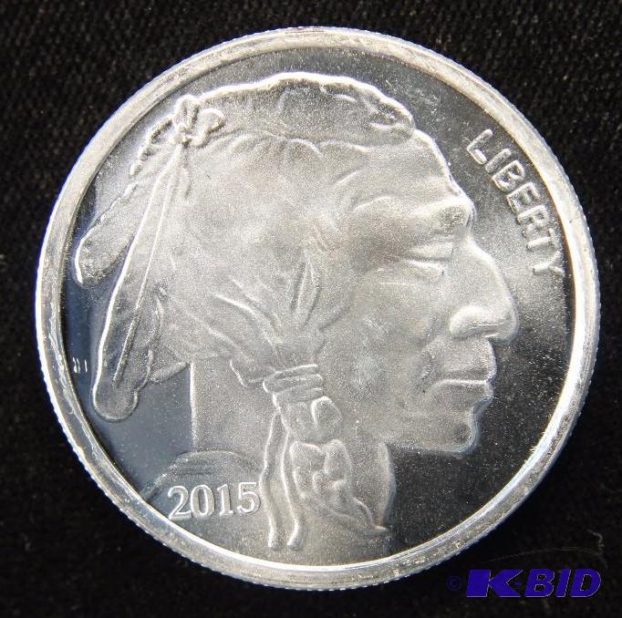1 TROY Oz. .999 FINE SILVER ROUND 2015 BUFFALO DESIGN
