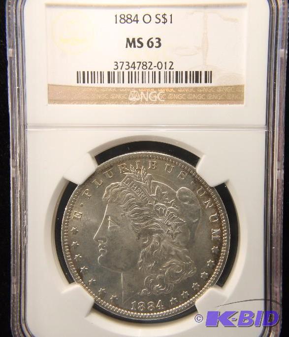 1884-O MORGAN SILVER DOLLAR MS63 NGC