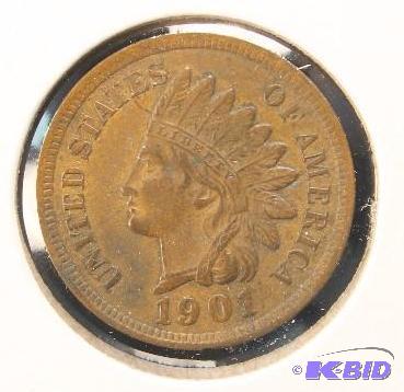 1901 INDIAN HEAD CENT AU