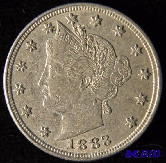 1883 NO CENTS LIBERTY V NICKEL XF