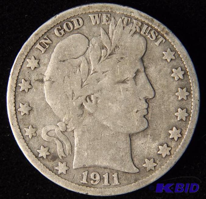 1911 S BARBER HALF DOLLAR VG