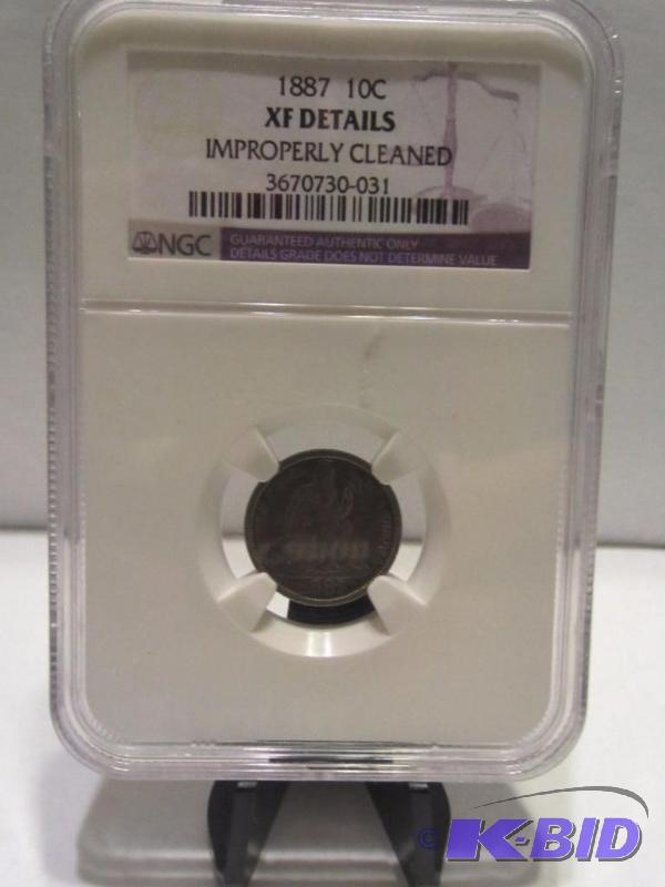 1887 SEATED DIME SLABBED BY NGC XF