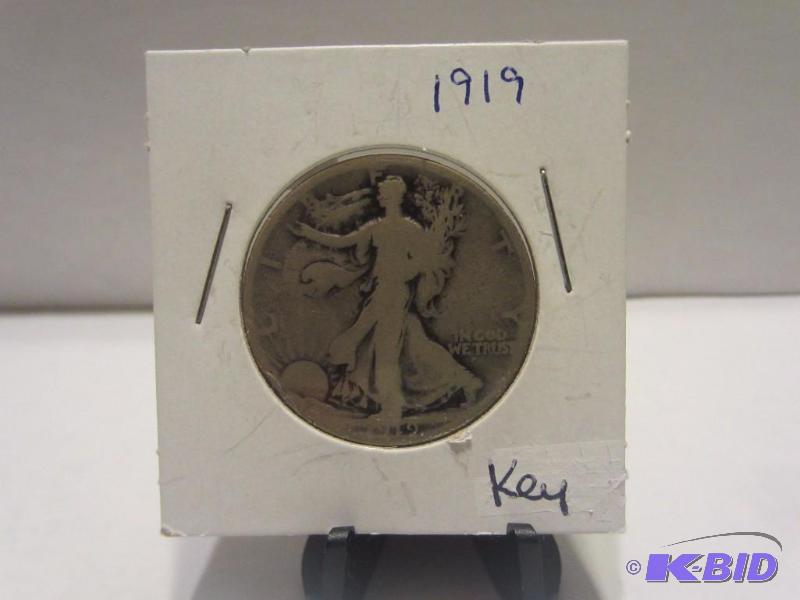 1919  WALKING LIBERTY HALF DOLLAR, KEY DATE, 90% SILVER