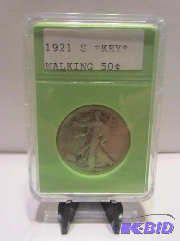 1921 S WALKING LIBERTY HALF DOLLAR, KEY DATE, 90% SILVER