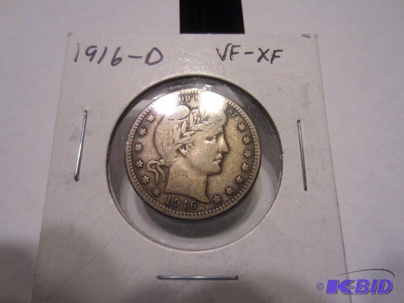 1916 D BARBER QUARTER VF-XF