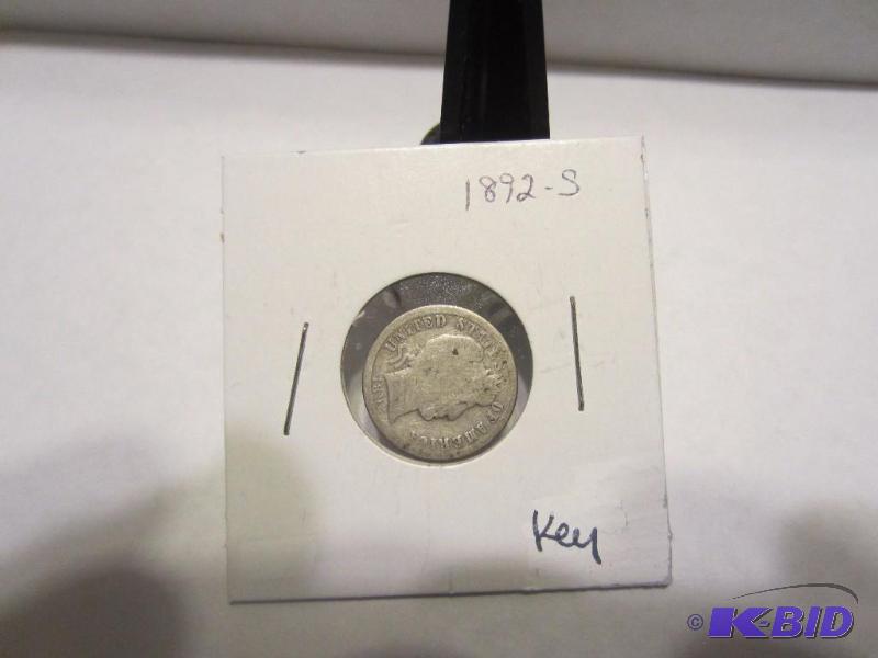 1892 S BARBER DIME, KEY DATE