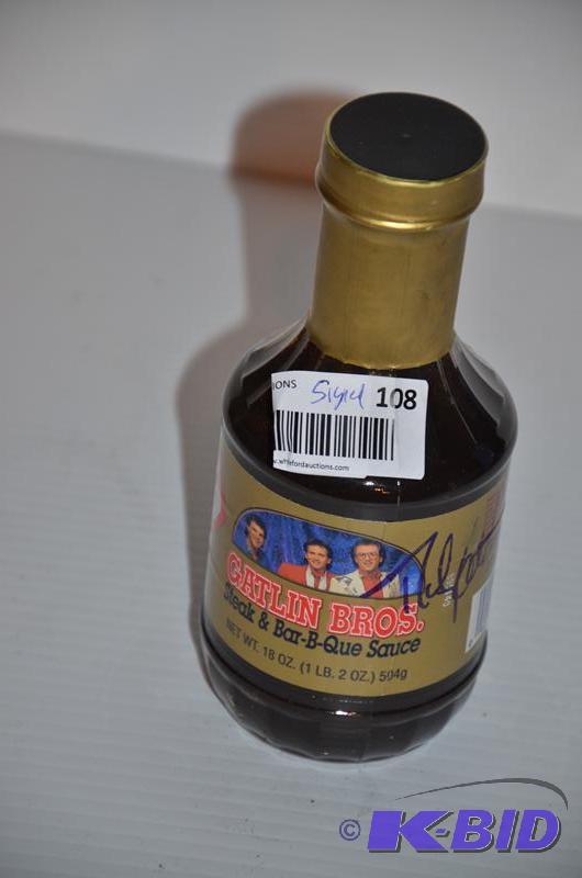 lot 108 image: Signed Gatlin Bros. Steak & Bar-B-Que Sau...
