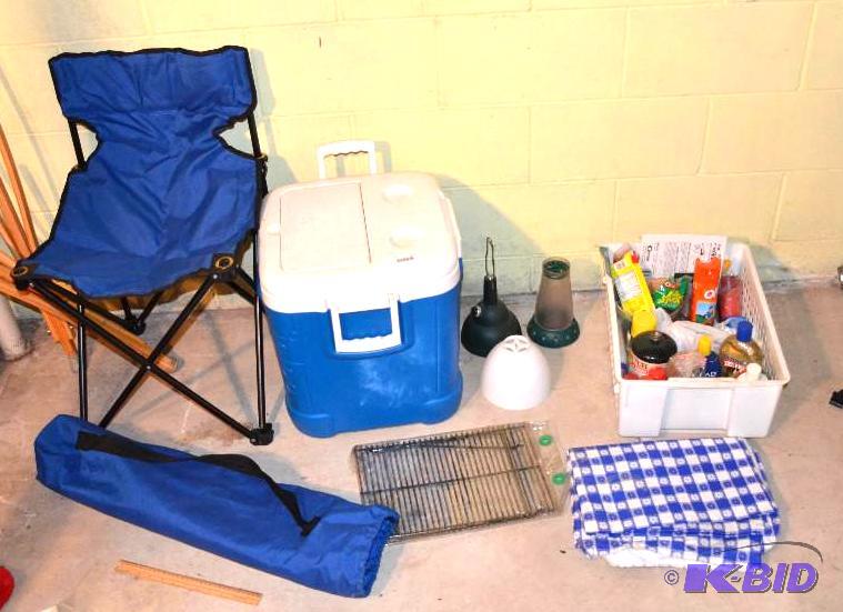 lot 142 image: Camping Gear - Igloo cooler, folding chair, e...