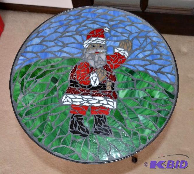lot 155 image: Stain glass table hand made 27" tall 16&...