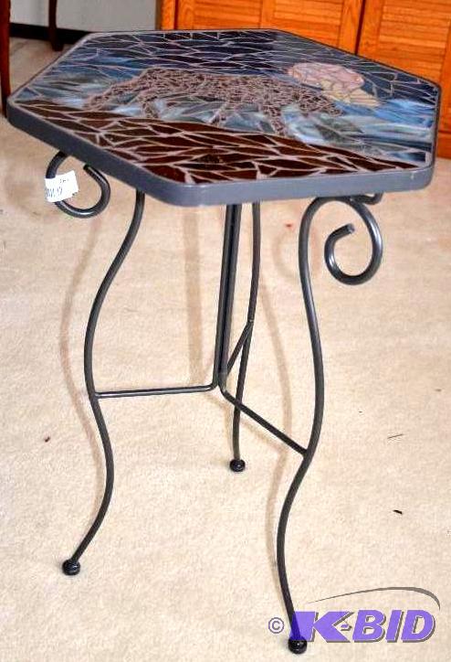 lot 164 image: Hand Made Stain Glass table hand made 27x16&q...