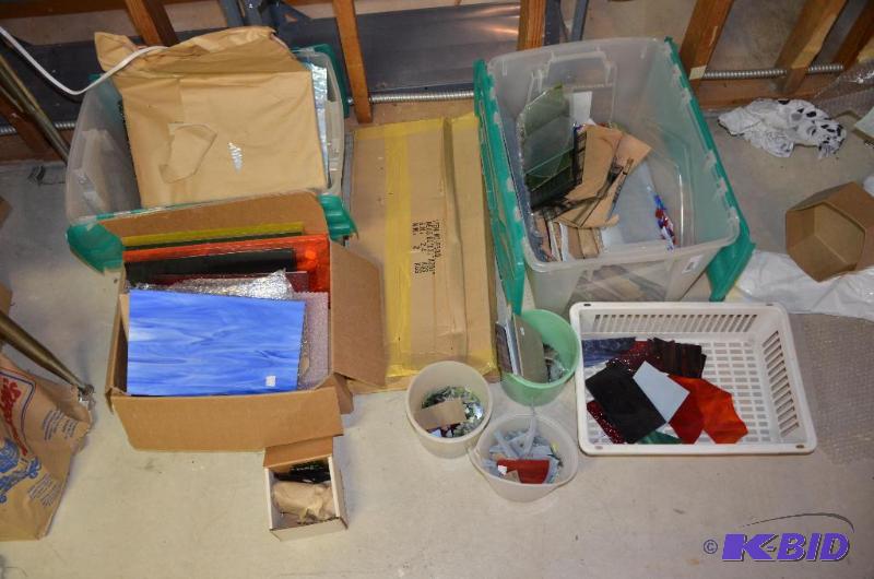 lot 168 image: Stain glass - 4 boxes full, large and small p...