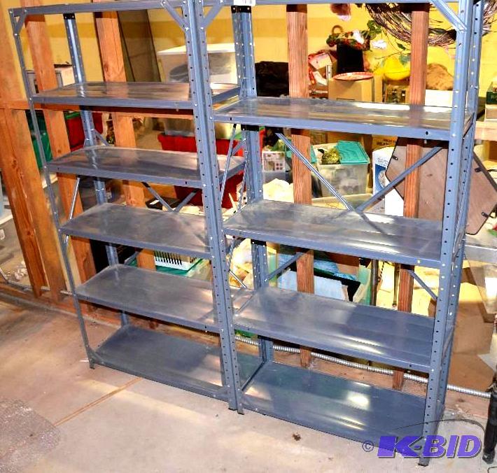 lot 173 image: two metal shelves 12x30x61 contents not incl...