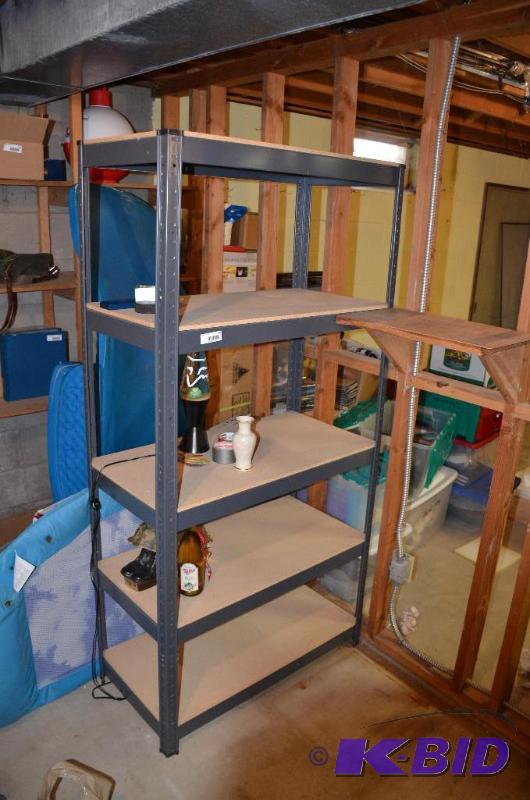 lot 174 image: Metal shelf 36x18x72 items of shelves not in...