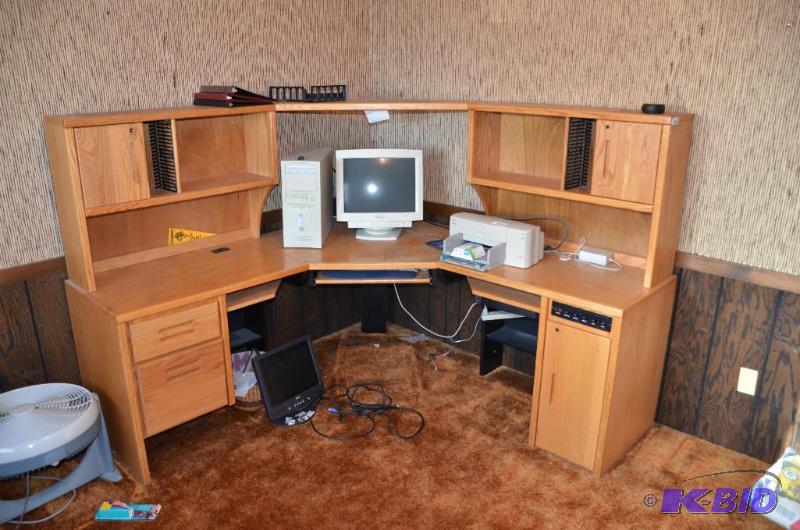 lot 181 image: Oak wood desk 74x74"...