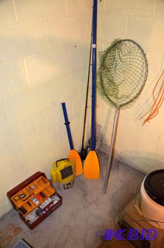 lot 207 image: Fishing Gear - net, oars, tackle box with Dar...