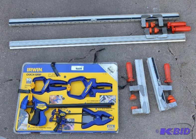 lot 218 image: Wood clamps - Irwin 10 piece set, Hirsh 4 pie...