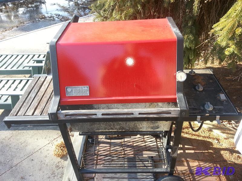 lot 227 image: Weber gas grill with 2 propane tanks...