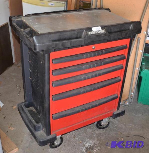lot 235 image: Craftsman 5 drawer box  chest on rollers , m...