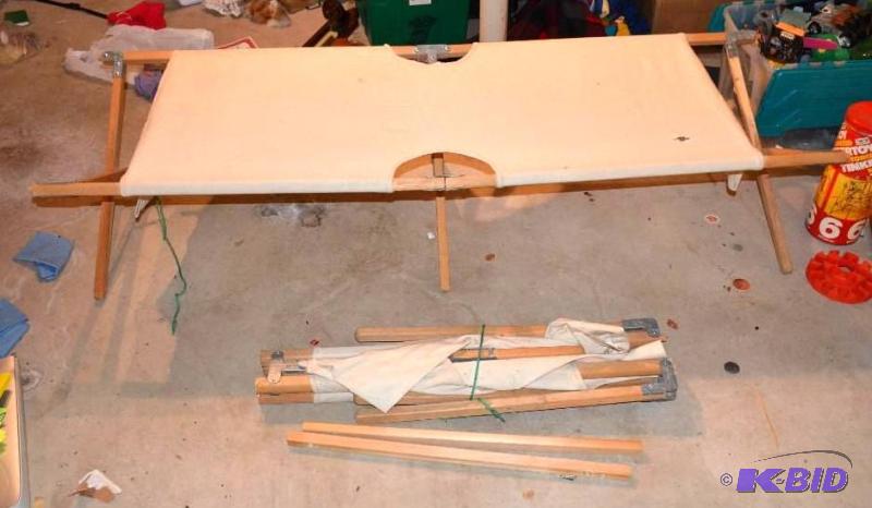lot 250 image: 2 vintage WWII Military medical sleeping cots...