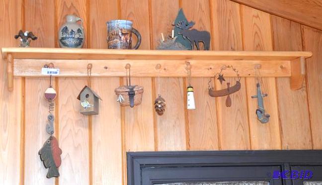 lot 50 image: 48" wood shelf with contents - Maple cit...