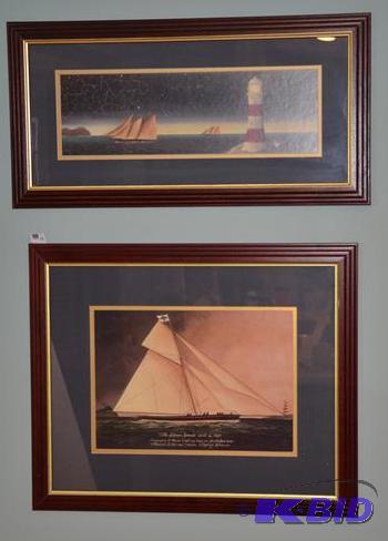 lot 71 image: 2 sailing framed prints 24x12" , 23x19&q...