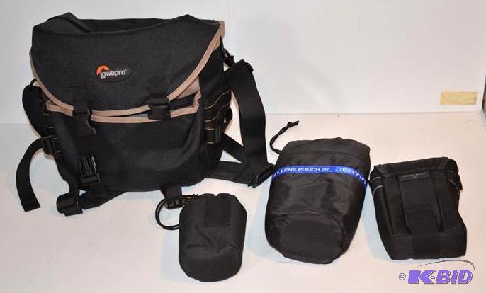 lot 83 image: Lowepro camera bag and lens bags...