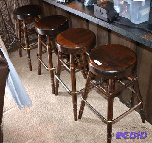lot 96 image: 4 wood bar stools 30" tall...