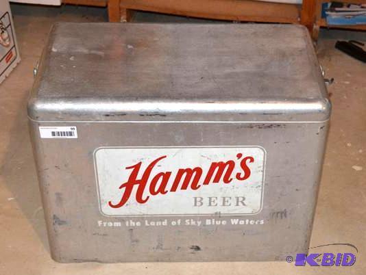 lot 99 image: Vintage Rare Hamms Beer aluminum ice chest...