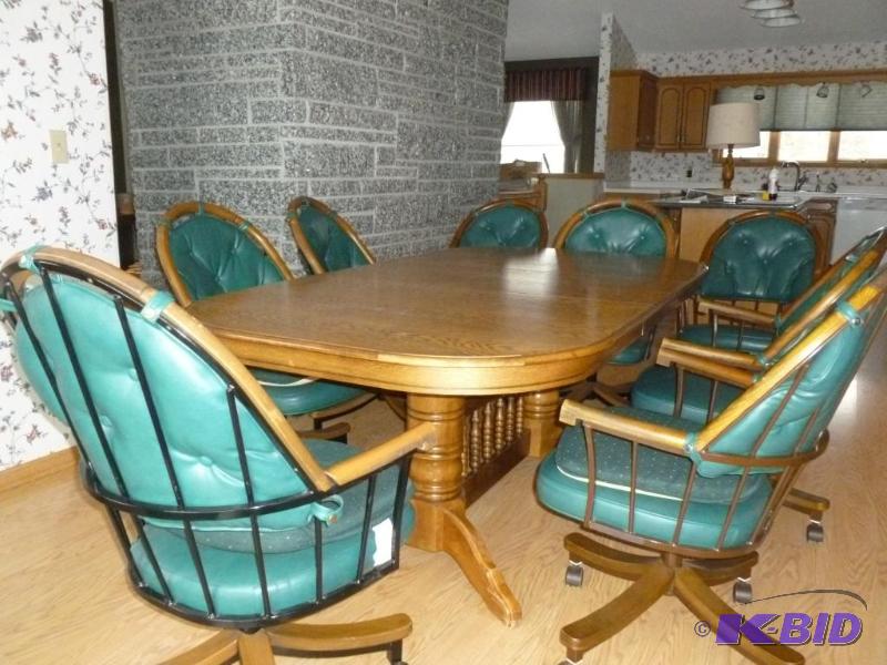 lot 2 image: Large Nine Piece Dining Room Set that include...