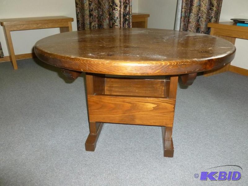 lot 21 image: Heavy duty multi - sized table, unique piece ...