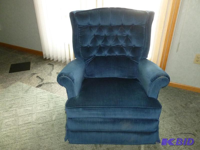 lot 28 image: La-Z-Boy rocker recliner, nice dark blue colo...
