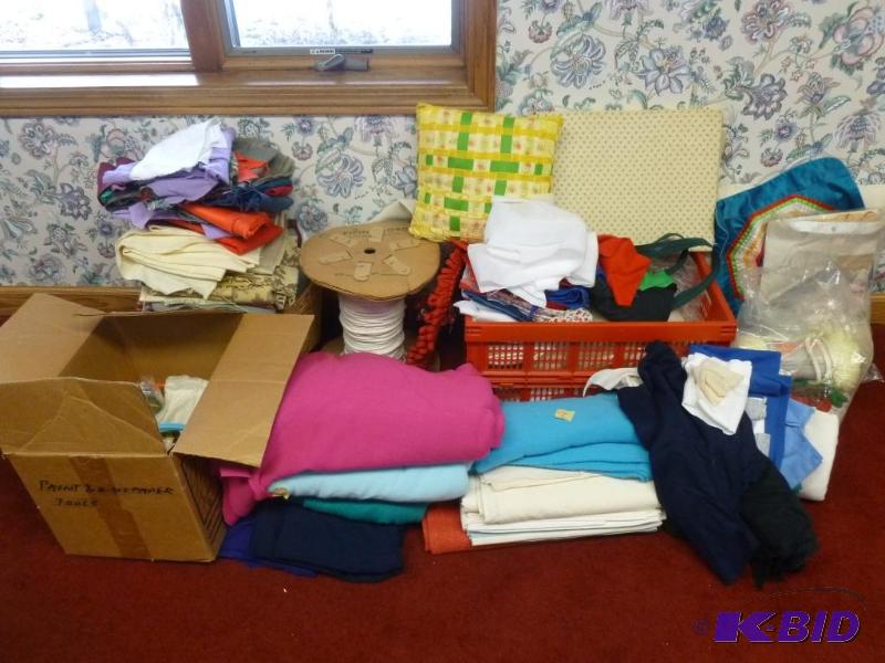 lot 40 image: Large lot of fabric, part roll of Pipex Cord,...