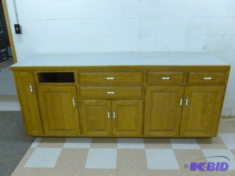 lot 45 image: Large custom made raised oak panel cabinet th...