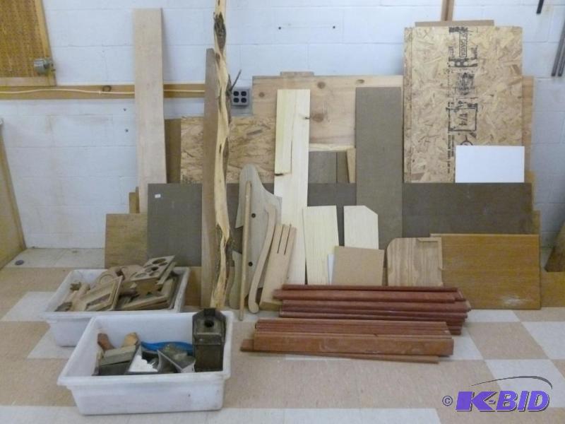 lot 47 image: Large lot of wood pieces that includes red wo...