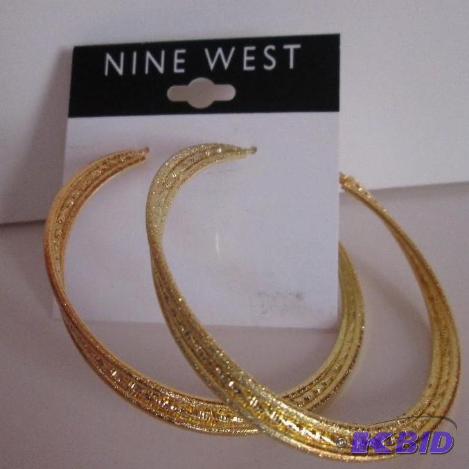 lot 114 image: Nine West Gold hoop earrings...
