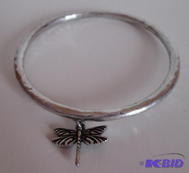lot 128 image: sliver metal braclet and dragonfly charm...