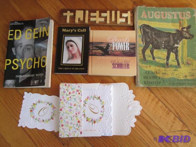 lot 35 image: Books, wood dcor and fancy stationery...