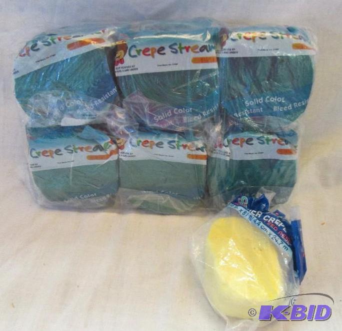 lot 90 image: lot of blue and yellow crepe streamers solid ...