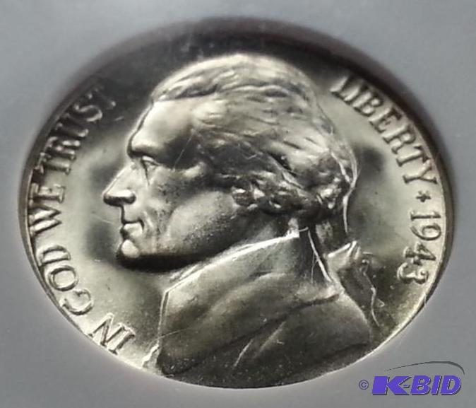 lot 10 image: 1943-S War Nickel MS66 5FS