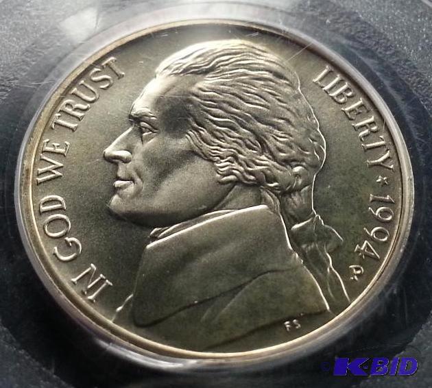 lot 12 image: 1994-P Jefferson Nickel MS69 FS SMS