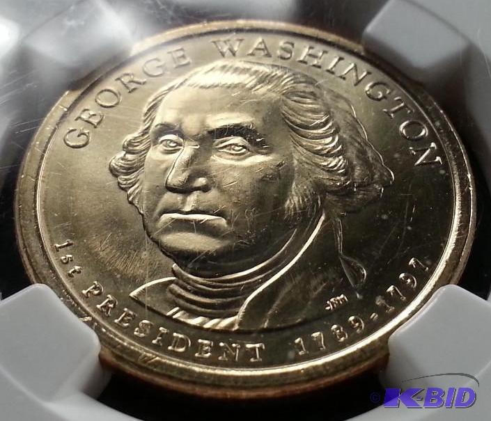 lot 17 image: 2007 George Washington $1 MS65 Mint Error