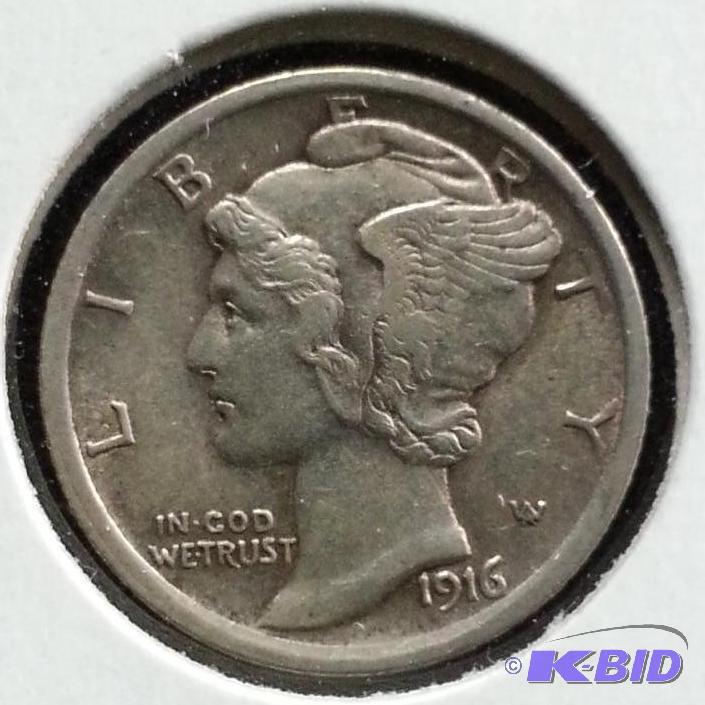 lot 22 image: 1916 Mercury Dime Better Grade